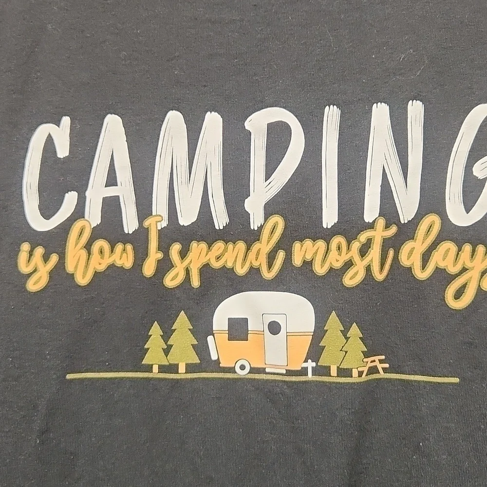 Camping is how I spend most days black tshirt 3xl great condition Jerzees - Picture 2 of 4